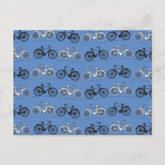 Cartão Postal Padrão de Bicicleta Azul Retroativo