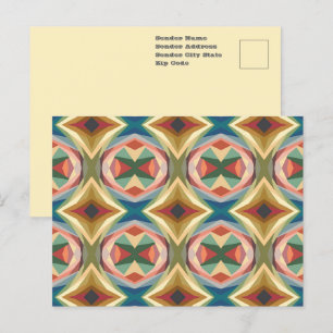 Cartão Postal Padrão de Bloco de Cor Geométrico Pop Art Retrô