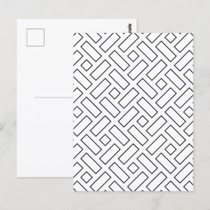 Cartão Postal Padrão de Bloco Linear Preto e Branco - Branco