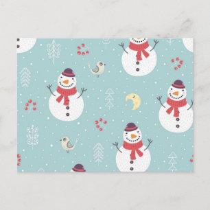 Cartão Postal Padrão de boneco de neve