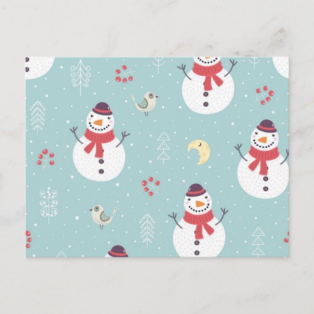 Cartão Postal Padrão de boneco de neve (Frente)
