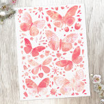 Cartão Postal Padrão de Borboleta de Aquarela Rosa<br><div class="desc">Pintura de borboletas cor de coral rosa e branca.</div>