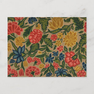 Cartão Postal Padrão de Bordado Floral Crewel Vintage