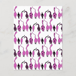 Cartão Postal Padrão de Bumbuns de Gato Roxo