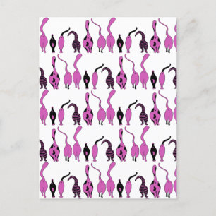 Cartão Postal Padrão de Bumbuns de Gato Roxo