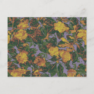 Cartão Postal Padrão de camuflagem de flores amarelas