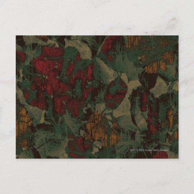 Cartão Postal Padrão de camuflagem de flores coloridas (Frente)
