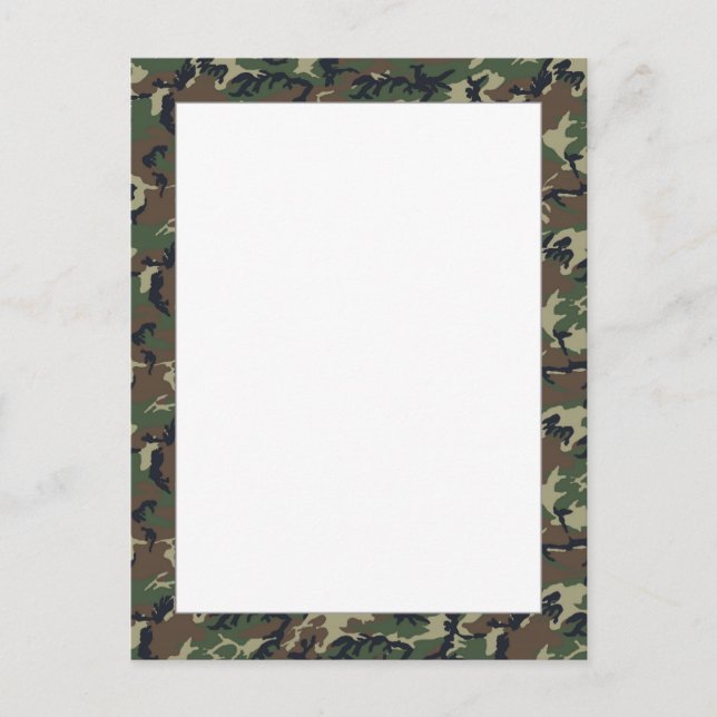 Cartão Postal Padrão de Camuflagem Militar Woodland (Frente)