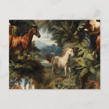Padrão de Cavalo Tropical Vintage Elegante Equestr