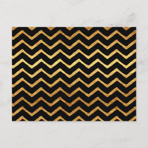 Cartão Postal Padrão de Chevron Metálico Dourado Faux Foil Che