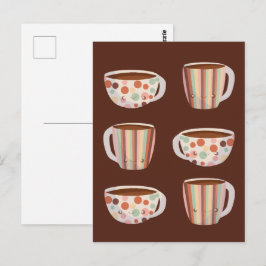 Cartão Postal Padrão de Círculo Quente em Xícaras de Café
