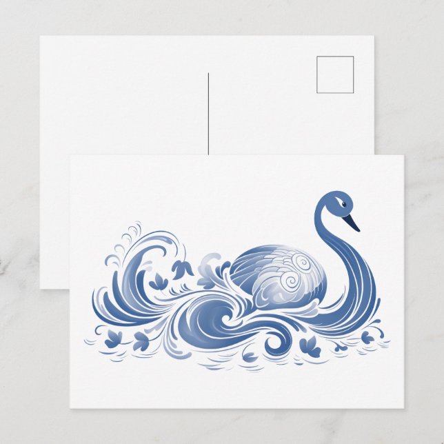 Cartão Postal Padrão de cisne (Frente/Verso)