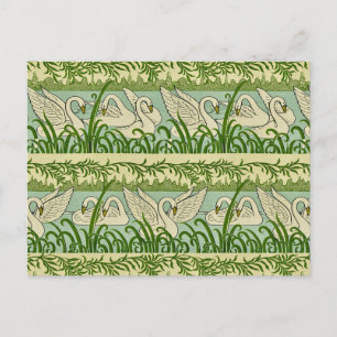 Cartão Postal Padrão de Cisne Art Nouveau – Cisne Botânico Vinta