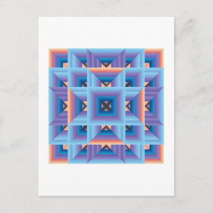 Cartão Postal Padrão de Colcha 3 em Azul e Roxo