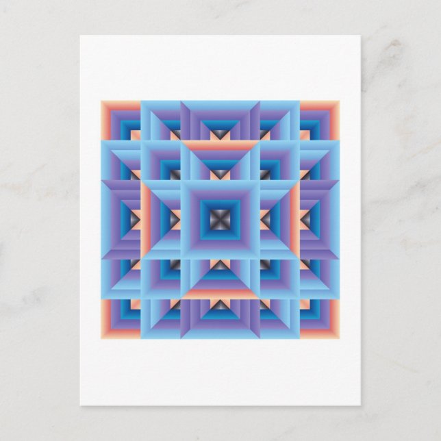 Cartão Postal Padrão de Colcha 3 em Azul e Roxo (Frente)