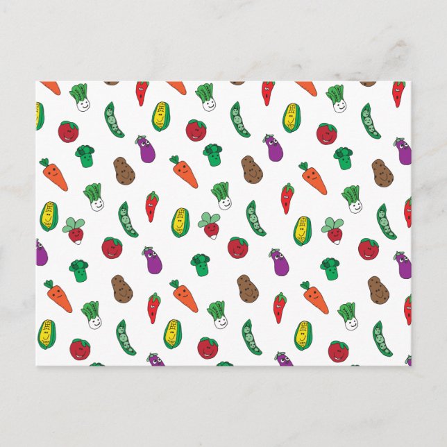 Cartão Postal Padrão de Comida de legumes (Frente)