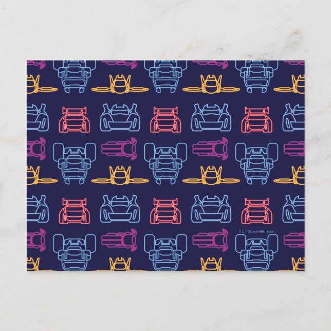 Cartão Postal Padrão de Contorno Neon Batwheels™ (Frente)