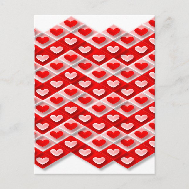 Cartão Postal Padrão de Coração de Amor (Frente)