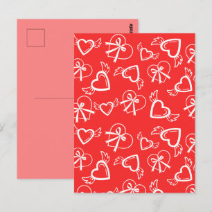 Cartão Postal Padrão de Corações do Anjo do Dia dos Namorados