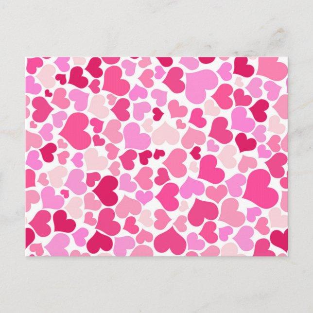 Cartão Postal Padrão de corações rosa (Frente)