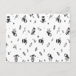 Cartão Postal Padrão de Coruja da Floresta Caprichosa