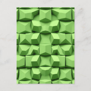 Cartão Postal Padrão de Cubo Geométrico 3D em Verde Salvia