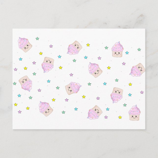 Cartão Postal Padrão de cupcake cúmulo (Frente)