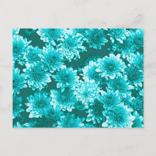 Cartão Postal Padrão de Dahlia Gráfico Moderno, Teal e Aqua