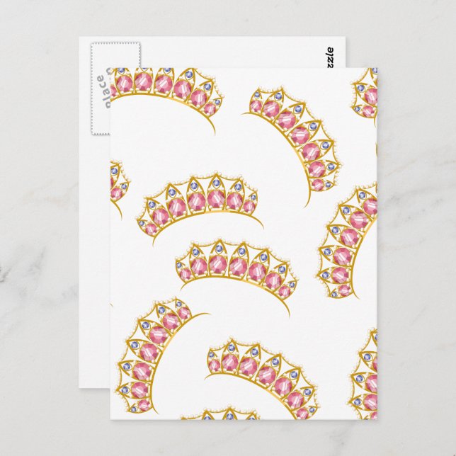 Cartão Postal Padrão de desenho animado da Tiara da Princesa (Frente/Verso)