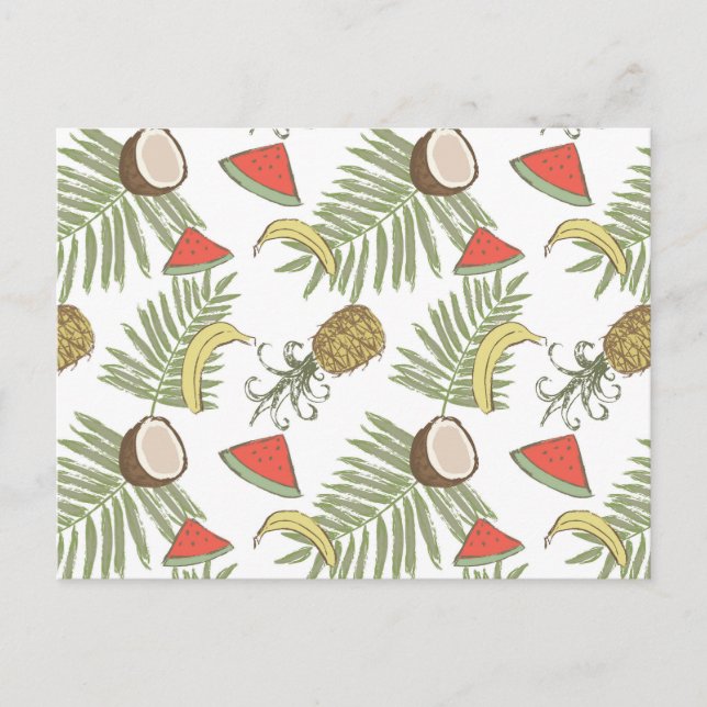 Cartão Postal Padrão de desenho de Fruta tropical (Frente)