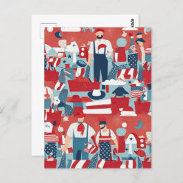 Cartão Postal Padrão de Dia do Trabalho Whimsical