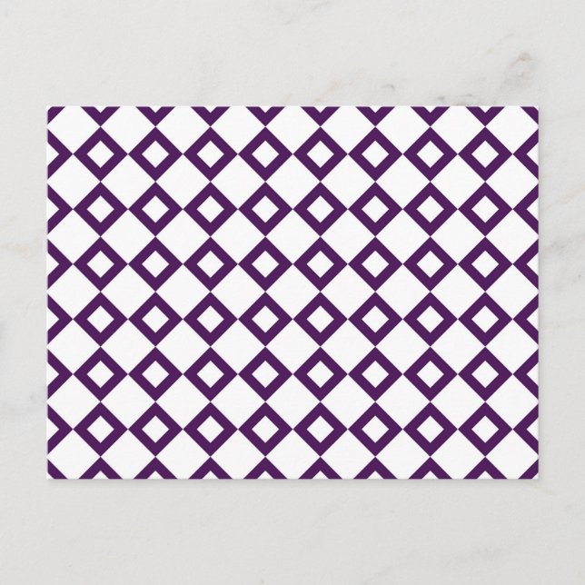 Cartão Postal Padrão de diamante branco e roxo (Frente)