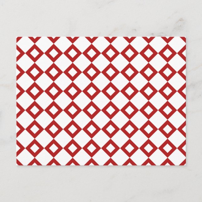 Cartão Postal Padrão de diamante branco e vermelho (Frente)