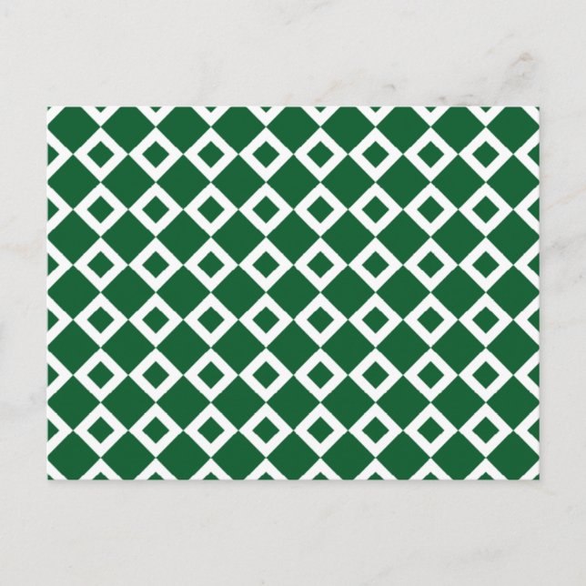 Cartão Postal Padrão de Diamante Verde e Branco (Frente)