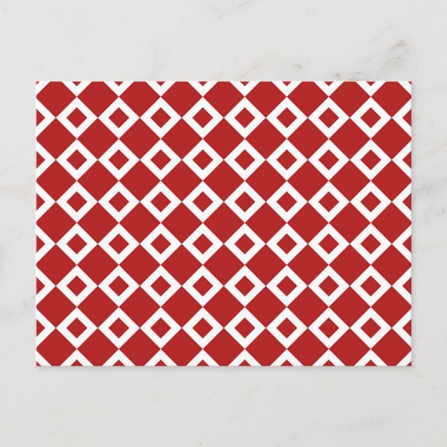 Cartão Postal Padrão de Diamante Vermelho e Branco (Frente)