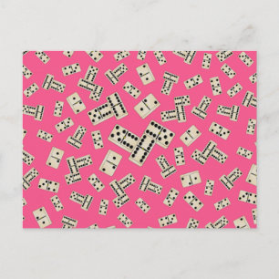Cartão Postal Padrão de domino rosa divertido