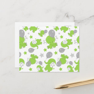 Cartão Postal Padrão de Elefantes Verdes, Elefantes Fofos, Estre