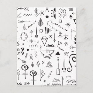 Cartão Postal Padrão de esboço boho doodle