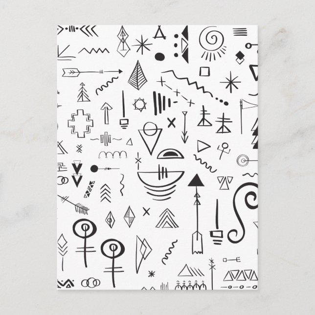 Cartão Postal Padrão de esboço boho doodle (Frente)