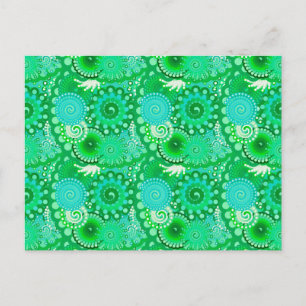 Cartão Postal Padrão de espiral frontal, jade, turquesa, aqua