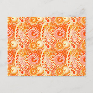 Cartão Postal Padrão de espiral frontal, tons de laranja coral