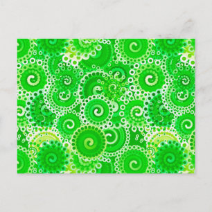 Cartão Postal Padrão de espiral frontal, tons de verde esmerald