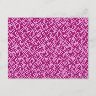 Cartão Postal Padrão de espiral japonês - burgundy e rosa pálido