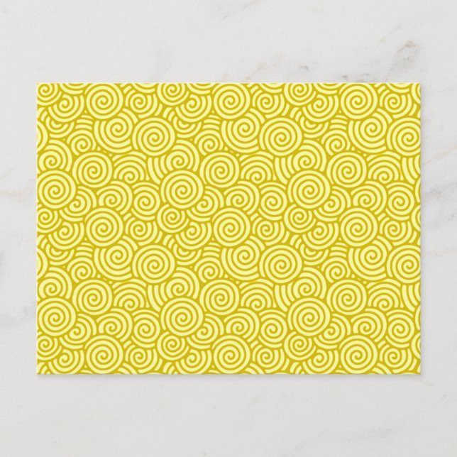 Cartão Postal Padrão de espiral japonês - mostarda e amarelo cla (Frente)