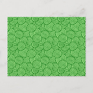 Cartão Postal Padrão de espiral japonês - pinheiro e verde limão