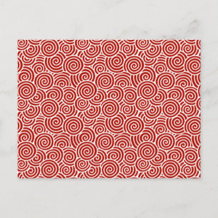 Cartão Postal Padrão de espiral japonês - vermelho e branco prof