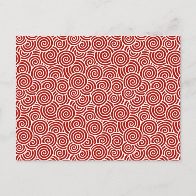 Cartão Postal Padrão de espiral japonês - vermelho e branco prof (Frente)