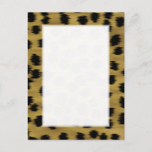 Cartão Postal Padrão de estampa de leopardo preto e marrom doura