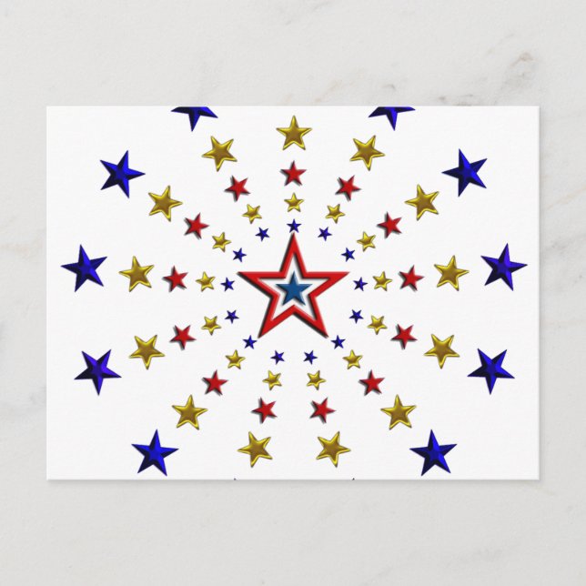 Cartão Postal Padrão de Estrelas Patrióticas (Frente)