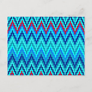 Cartão Postal Padrão de Faixa Zig Zag Geométrica Ikat Chevron 